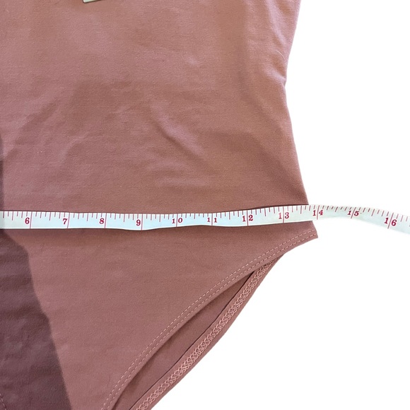 NWT Mauve Dusty Pink Soft V-Neck Low Back Thin Strap Strappy Lined Bodysuit - Picture 13 of 13